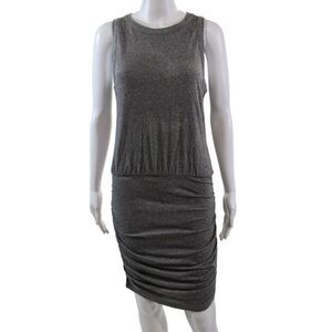 Philanthropy Womens Sleeveless Scoop Neck Ruched Knit Mini Dress Gray Size Large